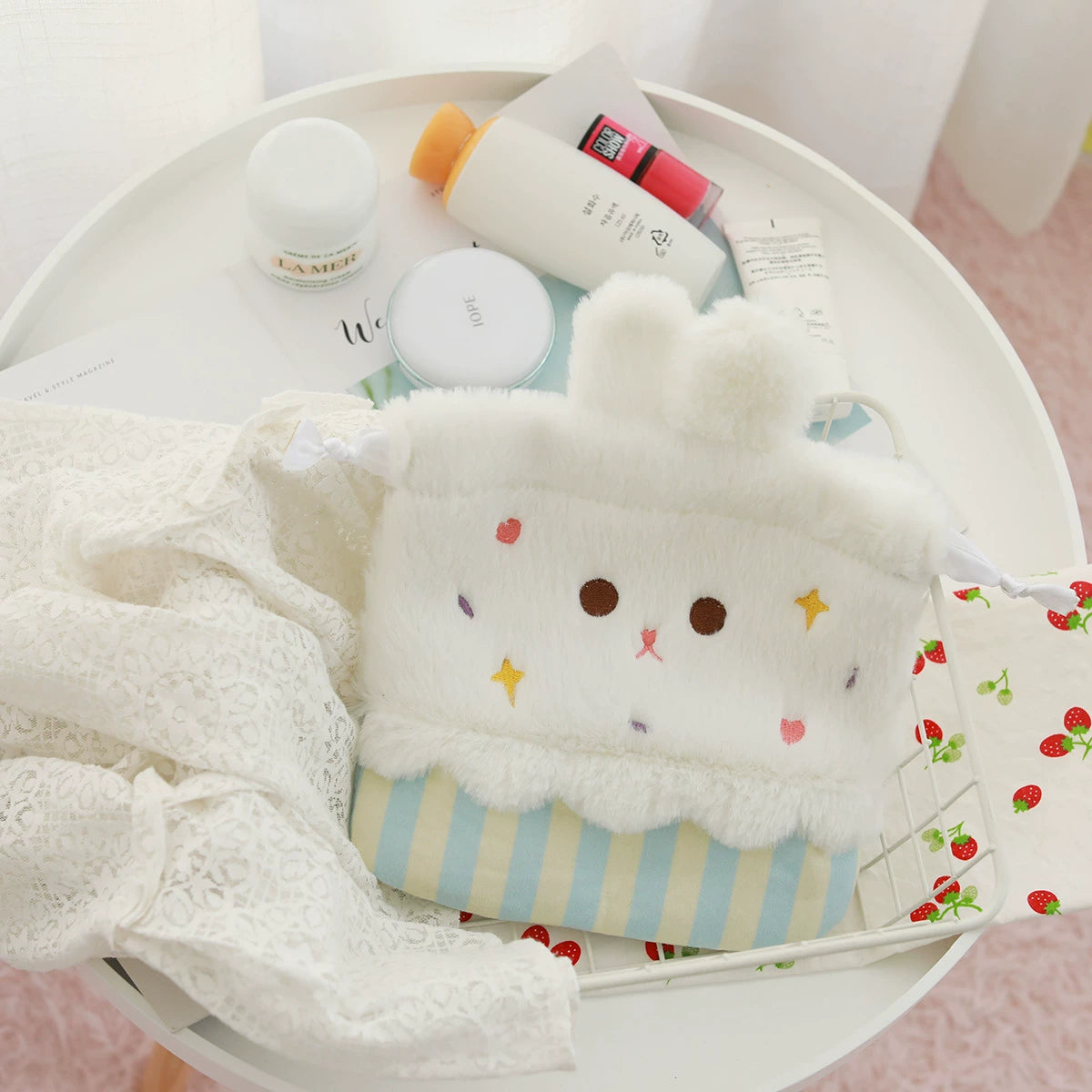 (BFM)PiggyLass~Cute Plush Lolita Bag Rabbit Cake Bag rabbit cake cake drawstring bag  