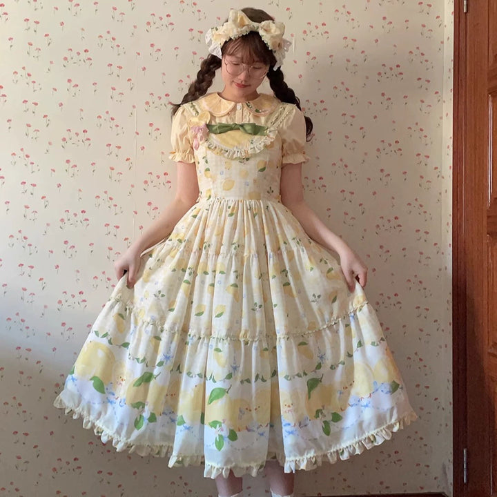 Miss Point~Lemon Chick~Country Lolita Accessories With Openwork Straw Hat 42983:760552