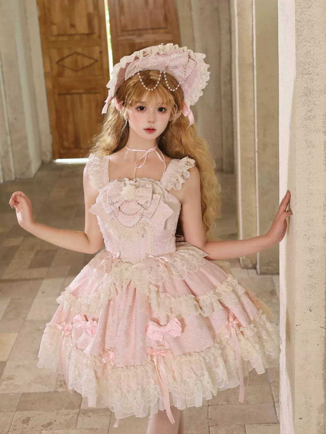 Blooming Love - Ballet-inspired Sweet Lolita JSK Dress, Lace & Bows