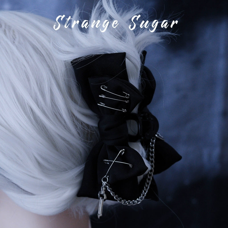 Strange Sugar~Gothic Lolita Claw Clip Cross Chain Bow Hair Accessory Bow claw clip  