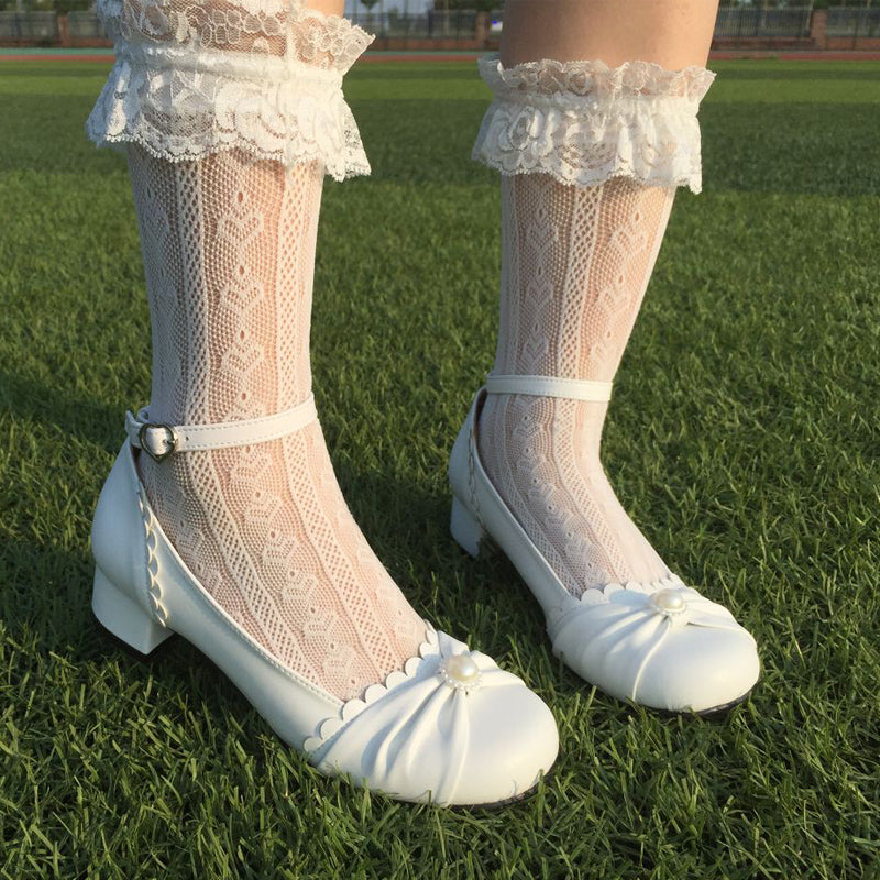 Sosic~Shell Dew~Sweet Lolita Bow Round Toe Shoes 12936:166638