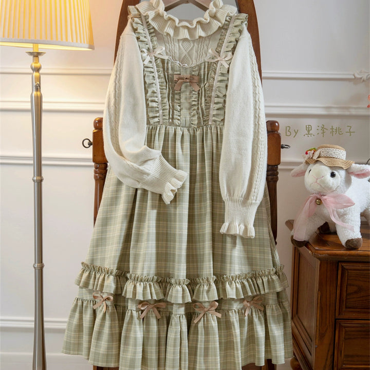 EESSILY~Green Fairy Tales~Classic Lolita Plaid JSK Plus Size Lolita Dress   