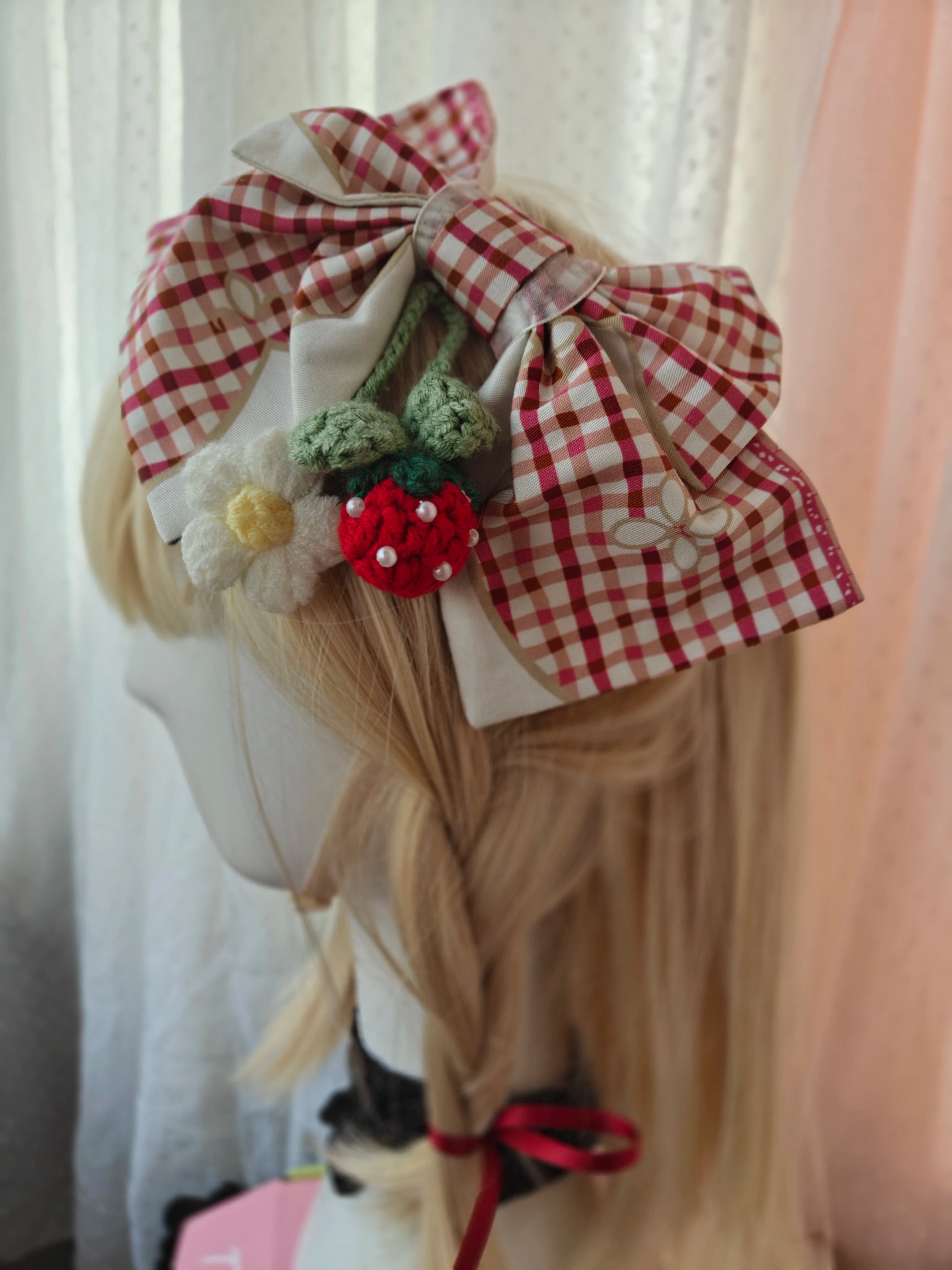 Cranberry and Lucky Clover - Cotton Sweet Lolita JSK Dress, Strawberry and Floral Print (L S) 45296:846308