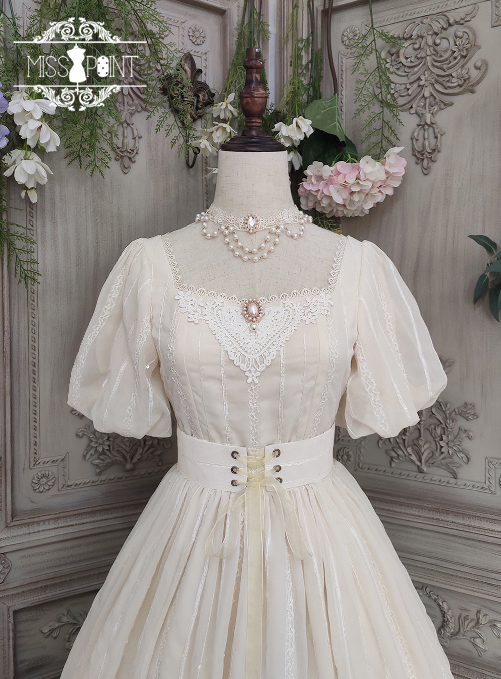 Miss Point~Tulip~Classic Lolita OP Dress Short Sleeve Dress Multicolors XS Ivory 