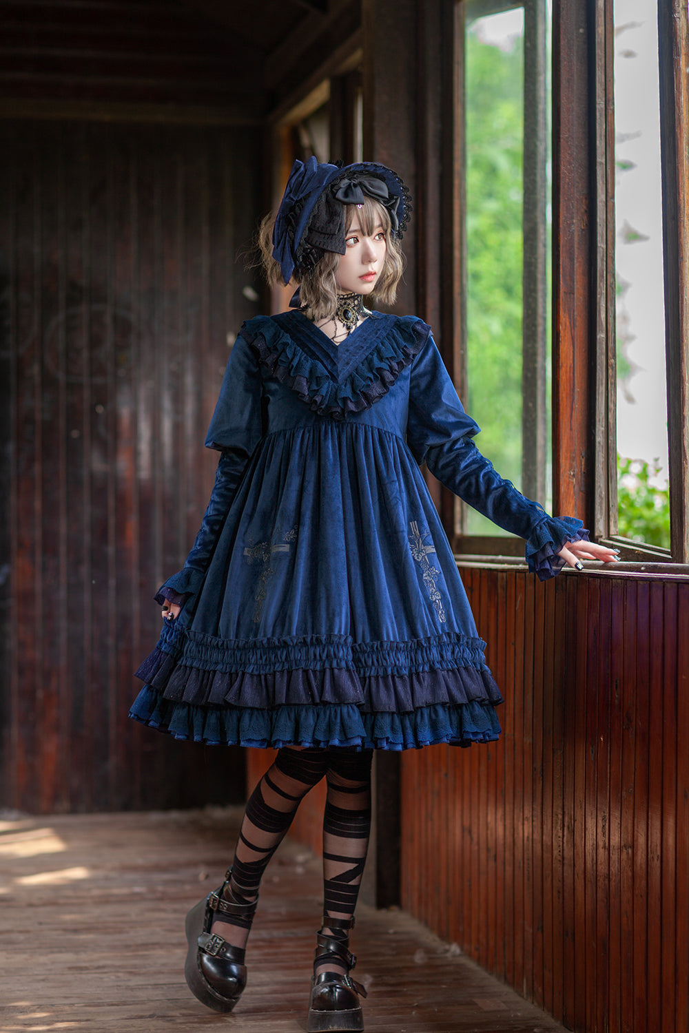 Infanta~Holy Fruit Estate~Gothic Lolita OP Dress Multicolors free size navy blue OP 