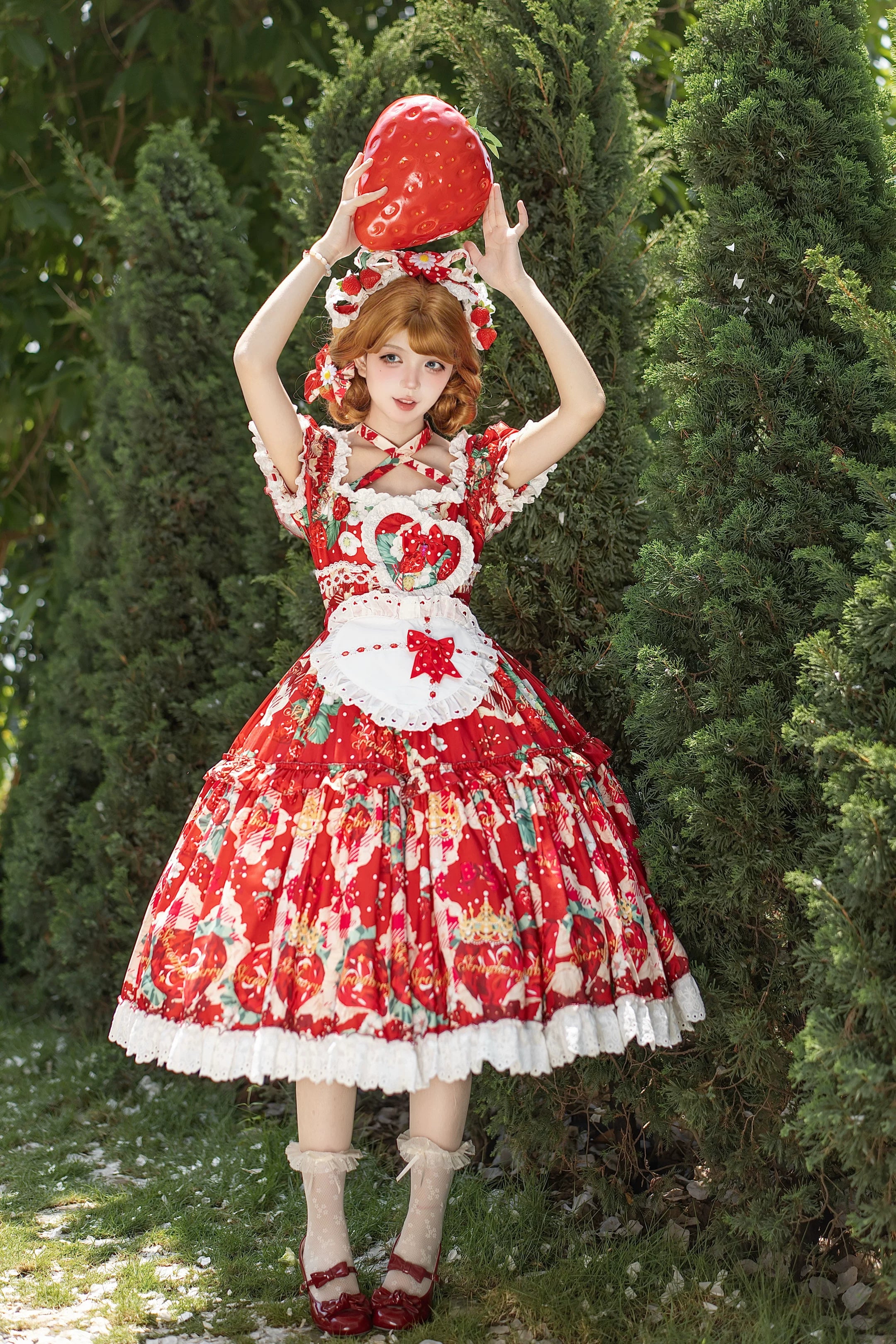 Crown Strawberry - Old School Lolita Crown Strawberry Printed OP Dress