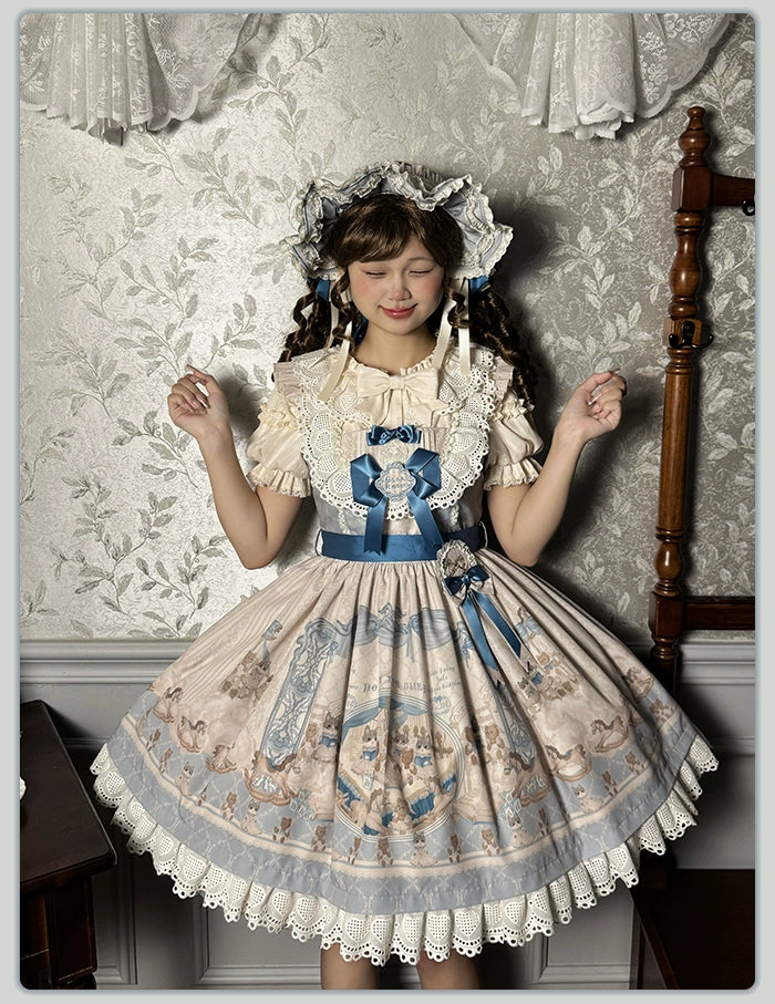 Alice Girl~Sea Salt Fairytale~Sweet Lolita Blouse Short Puff Sleeves Lolita Shirt