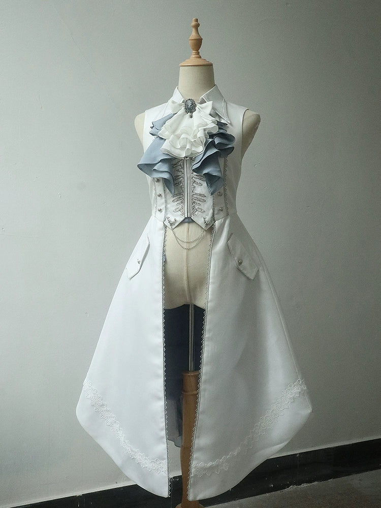 Forest Fluorescent Carps~Crumbling Skeleton~Ouji Lolita Vest Fishbone Embroidery Prince Pants Suits (2XL L M S XL) 37058:546630
