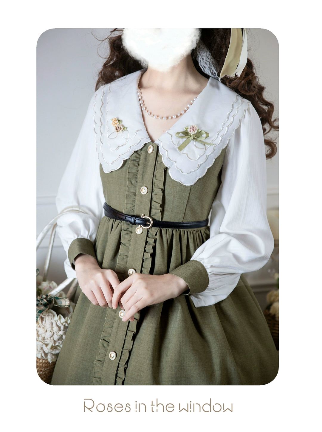 EESSILY~Window Rose~Classic Lolita OP Front Buttoned Embroidery Lolita Dress