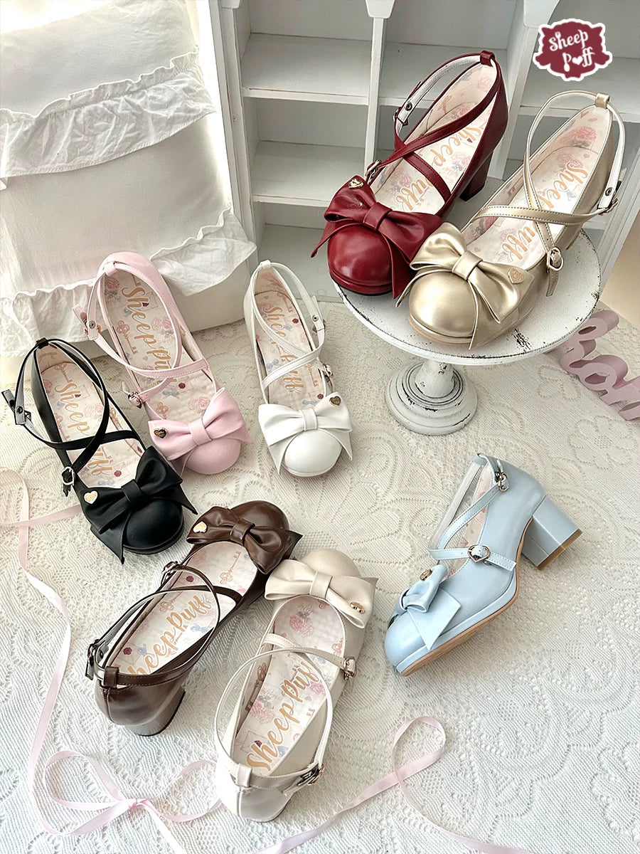 Miss Fondant - Sweet Lolita Cross Strap Shoes, Low & Mid Heels 45678:858790