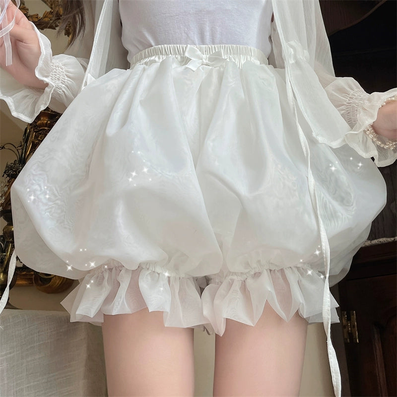 Sugar Girl~Casual Lolita Bloomer Solid Color Organza Shorts Bloomers   