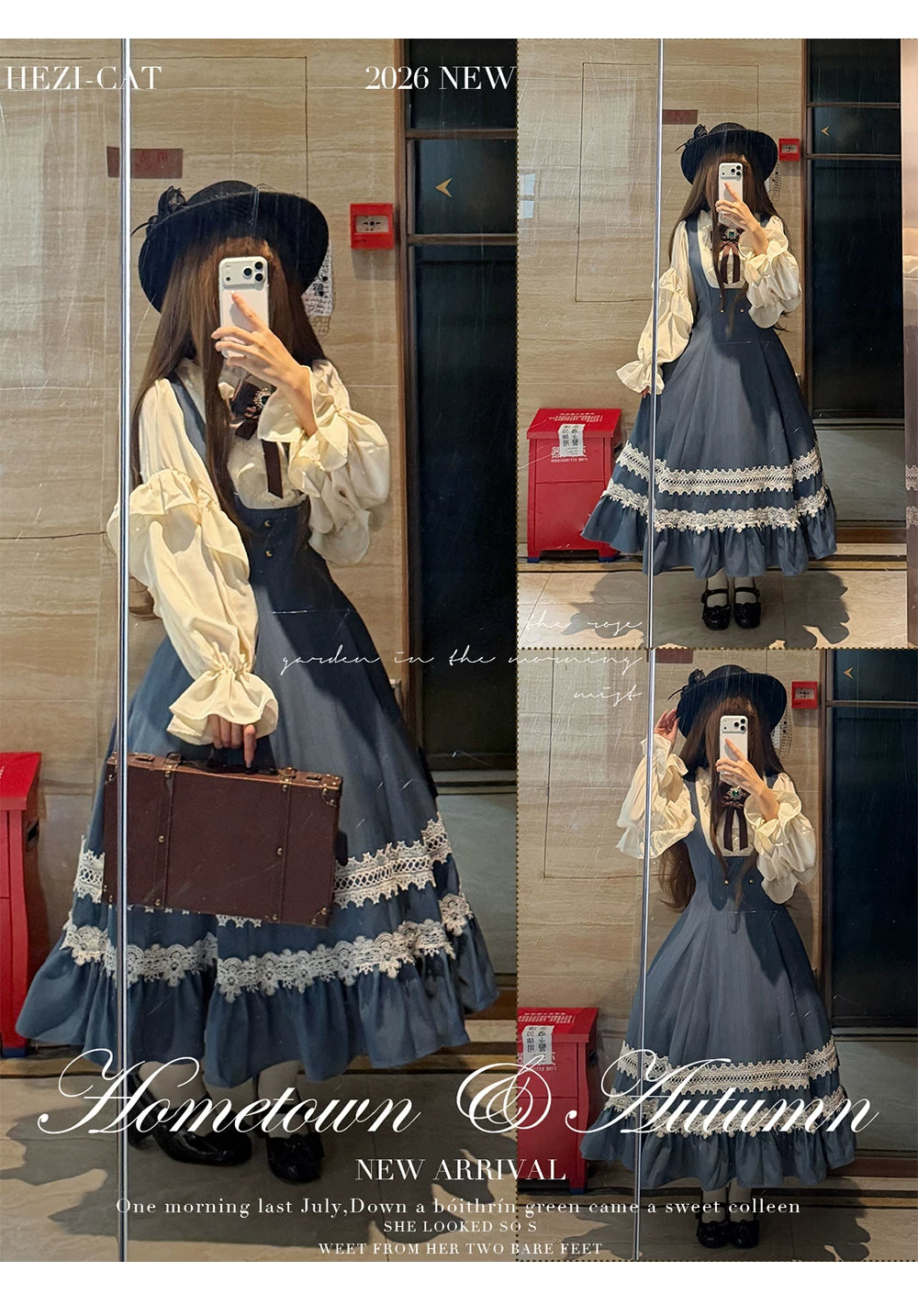 Hometown Autumn - Plus Size Classic Lolita Fake Two-Piece OP Dress 45667:857549