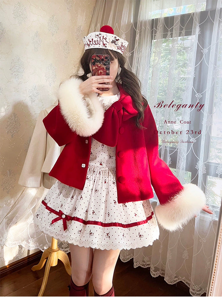 Beleganty~Annie~Retro Lolita Short Coat Woolen Bell Sleeve Outwear   