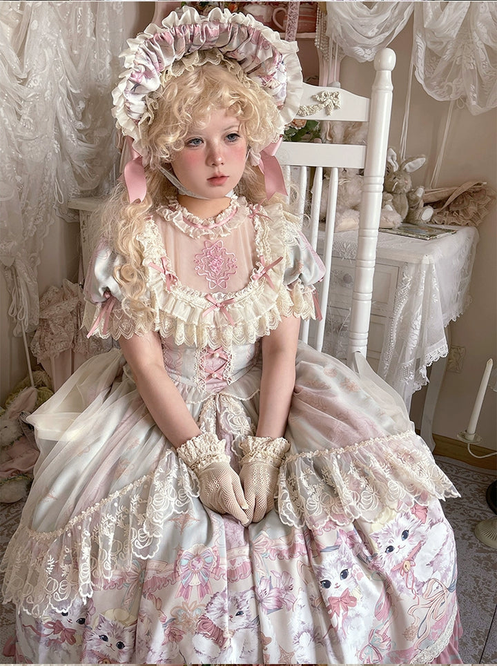 Bolero~Liliana Cat~Sweet Lolita Gorgeous OP Dress with Soft Lace & Organza