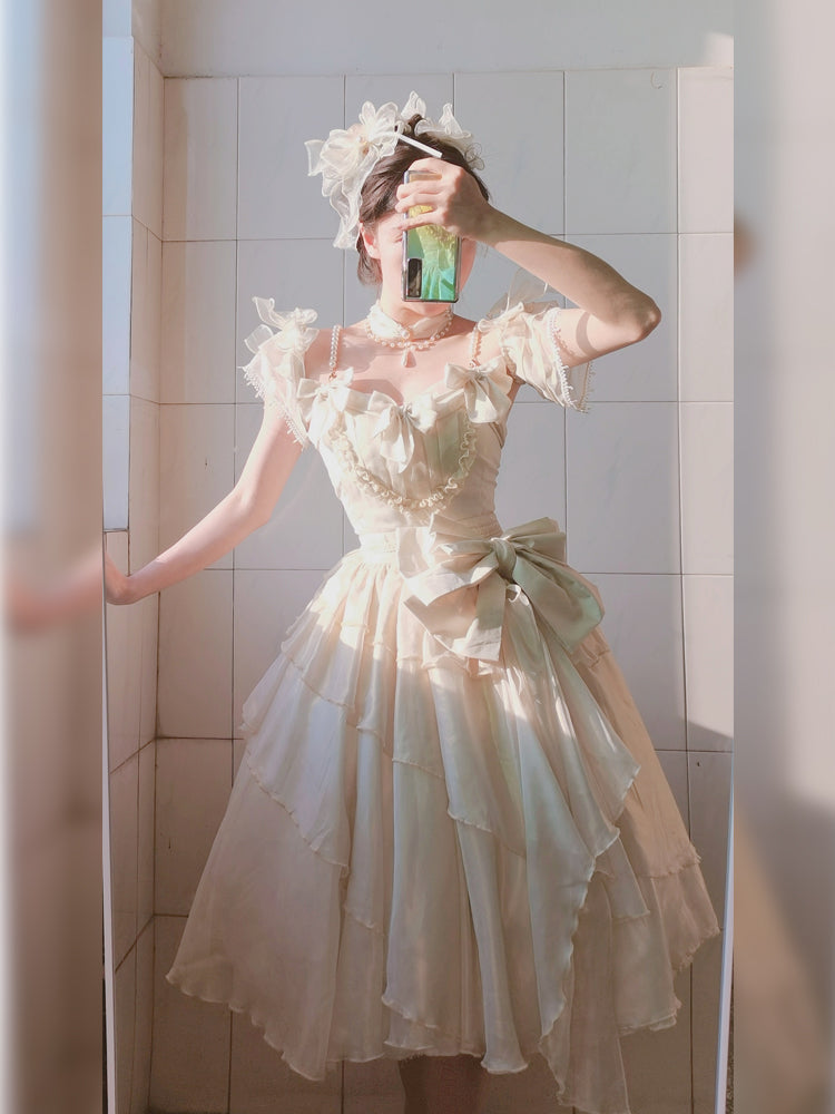 CR Cat Romance~Glazed Sand~Elegant Lolita Floral Wedding JSK S short FS suit 