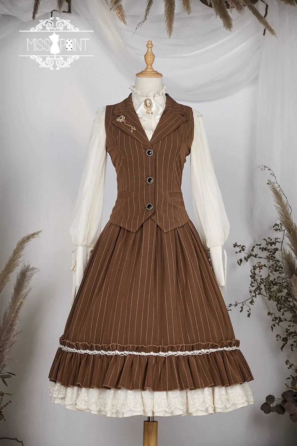 Miss Point~Rose Doll~Elegant Lolita Striped Fishbone Skirt 32524:385180