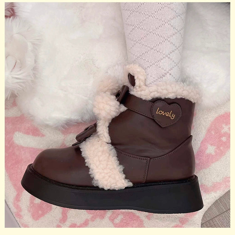 Beauty Bunny~Furry Bear~Winter Cute Lolita Shoes Short Snow Boots   