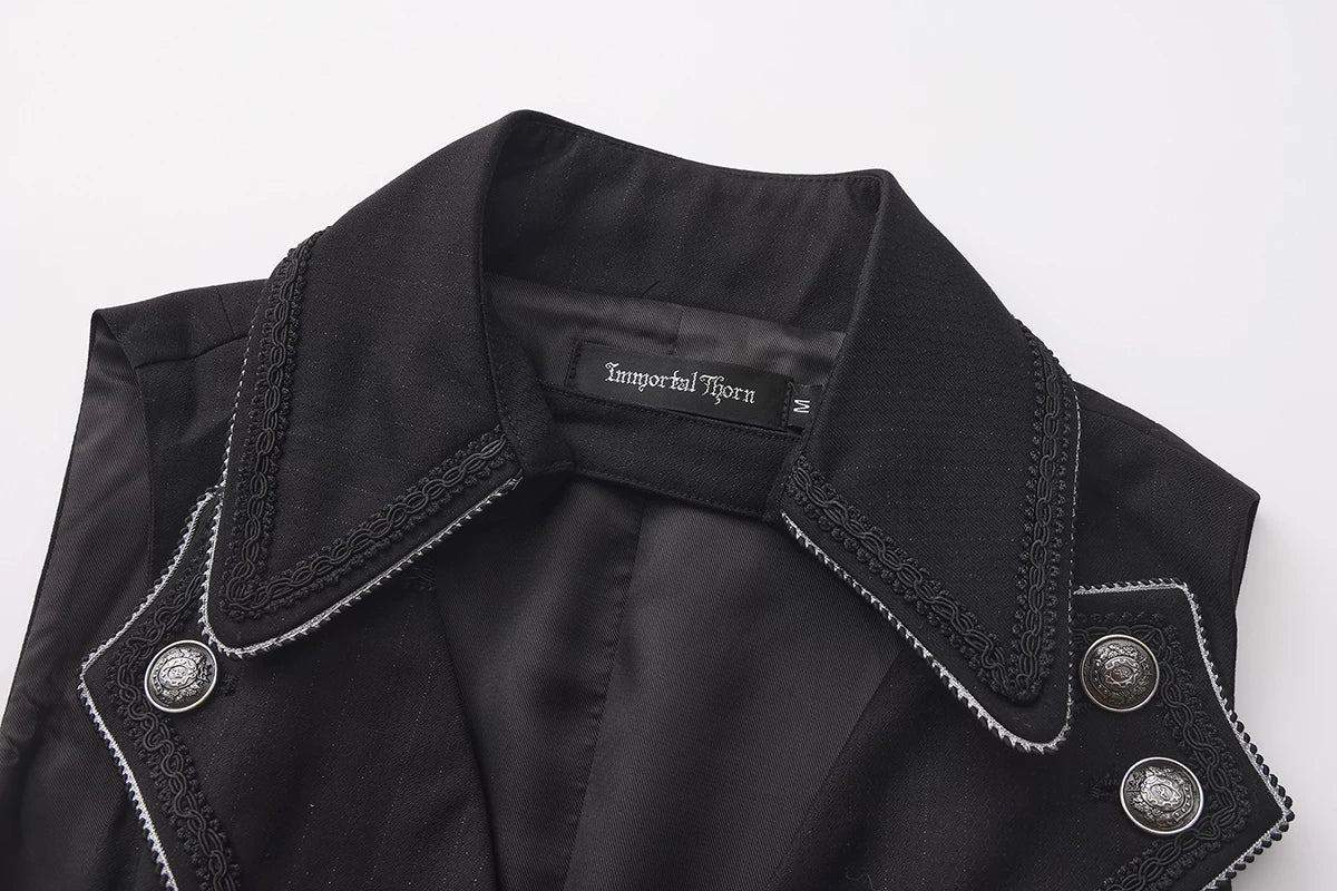 Timeless Silence Mystery - Sleeveless Ouji Lolita Coat, High-Low Hem