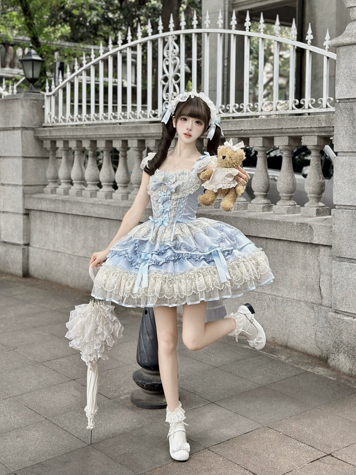 Sugar Girl~Dreamy Butterfly~Ballet-style Sweet Lolita JSK Dress With Large Bow Trailing 43046:763361