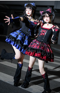 Sakurahime~Punk Lolita Daily Plaid Dress and Accessories