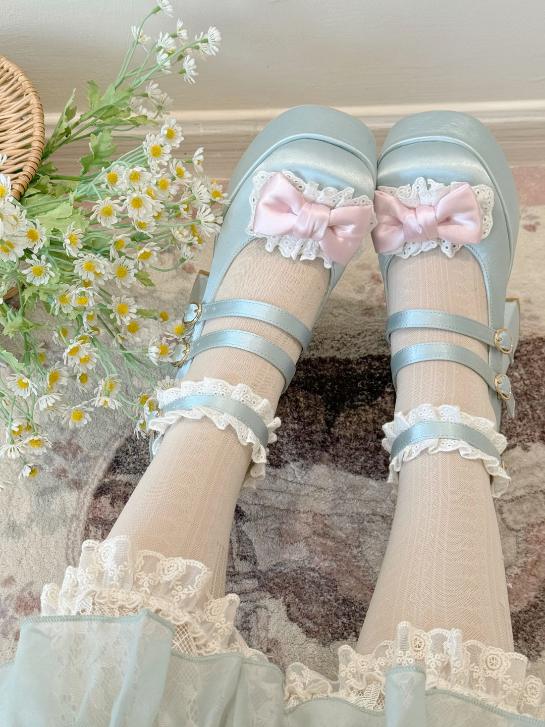 Pure Tea For Dream~Otome Fairy Tale~Sweet Lolita Shoes High Platform Satin Heels