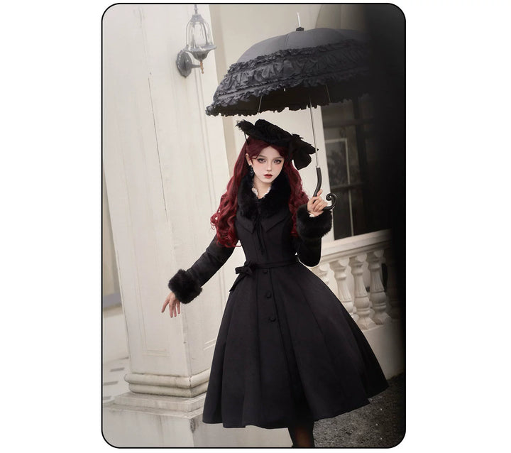 Susin Lolita~Moonlit Rose~Gothic Lolita OP Dress Winter Wool Lolita Overcoat   