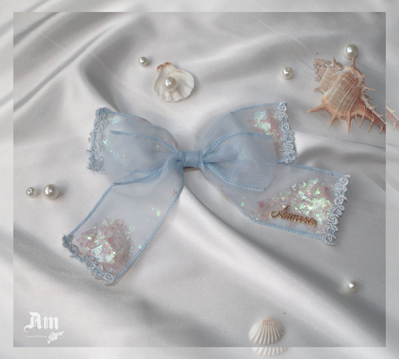 Amnesia~Dream Whale Island~Elegant Lolita Headdress Accessories a star side clip gray-blue 
