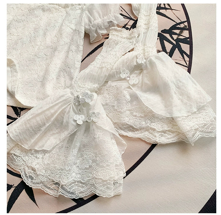 With PUJI~Moon Gauze~Qi Lolita Blouse Chinese Style Shirt   