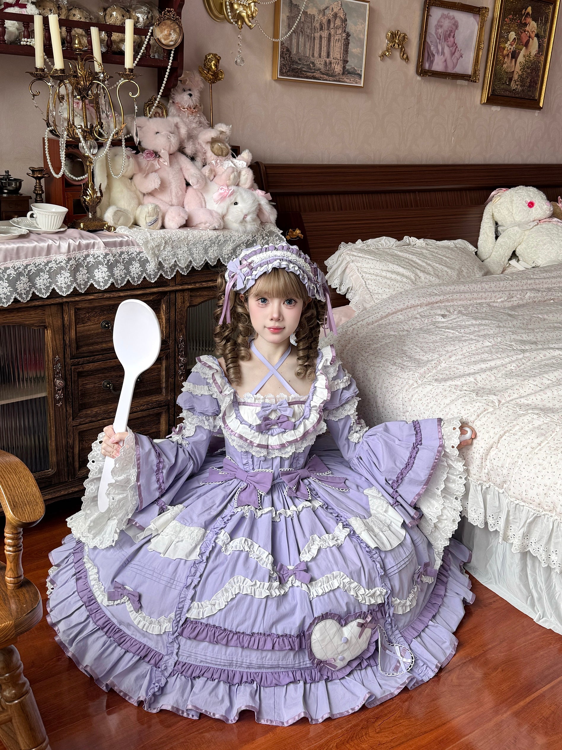 Perfect Original Design - Audelia - Plus Size Sweet Lolita OP with Halter Neckline (2XL 3XL L M S XL XS) 42350:736951