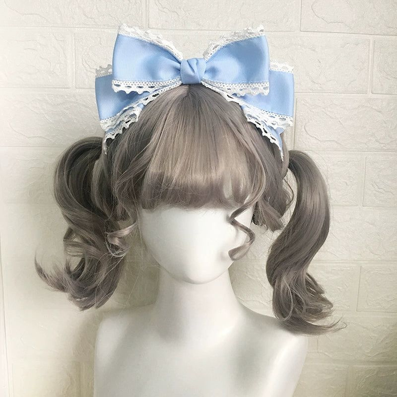 Qingyi Handmade~Sweet Lolita KC Multicolor Bow Lolita Headwear Blue  