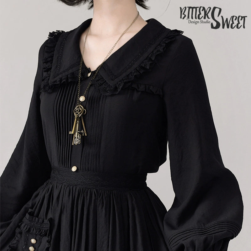 BitterSweet - Elegant Lolita Skirt Set V-neck Long Sleeve Shirt