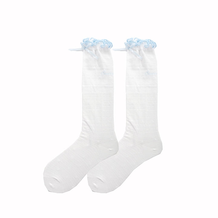 Roji Roji~Sweet Lolita Socks Cute Cotton Lolita Stockings Polka Dot free size Blue calf socks 