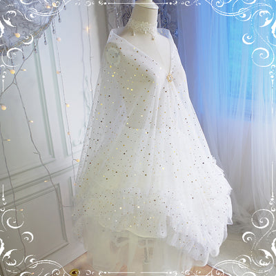 (Buyforme)Fairy Tales~Fate Quartet Bridal Lolita Gothic Accessories Blouse white free size star shawl veri dual use