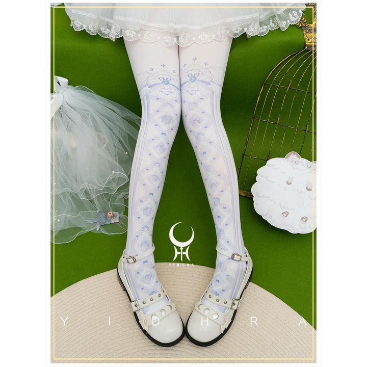 Yidhra~Sweet Entanglement~Gothic Lolita Pantyhose with Floral Prints