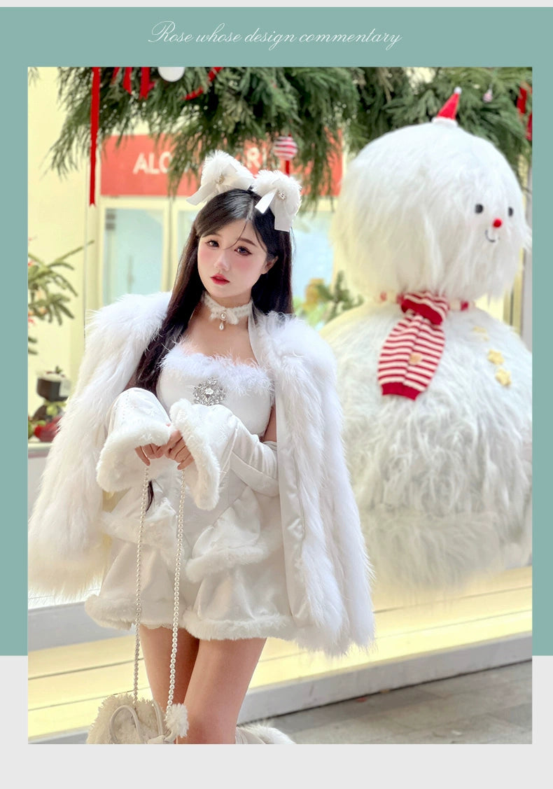 (BFM)Diamond Honey~Snow Country Elf~Elegant Lolita Dress Set with Plush Sparkling Diamonds   