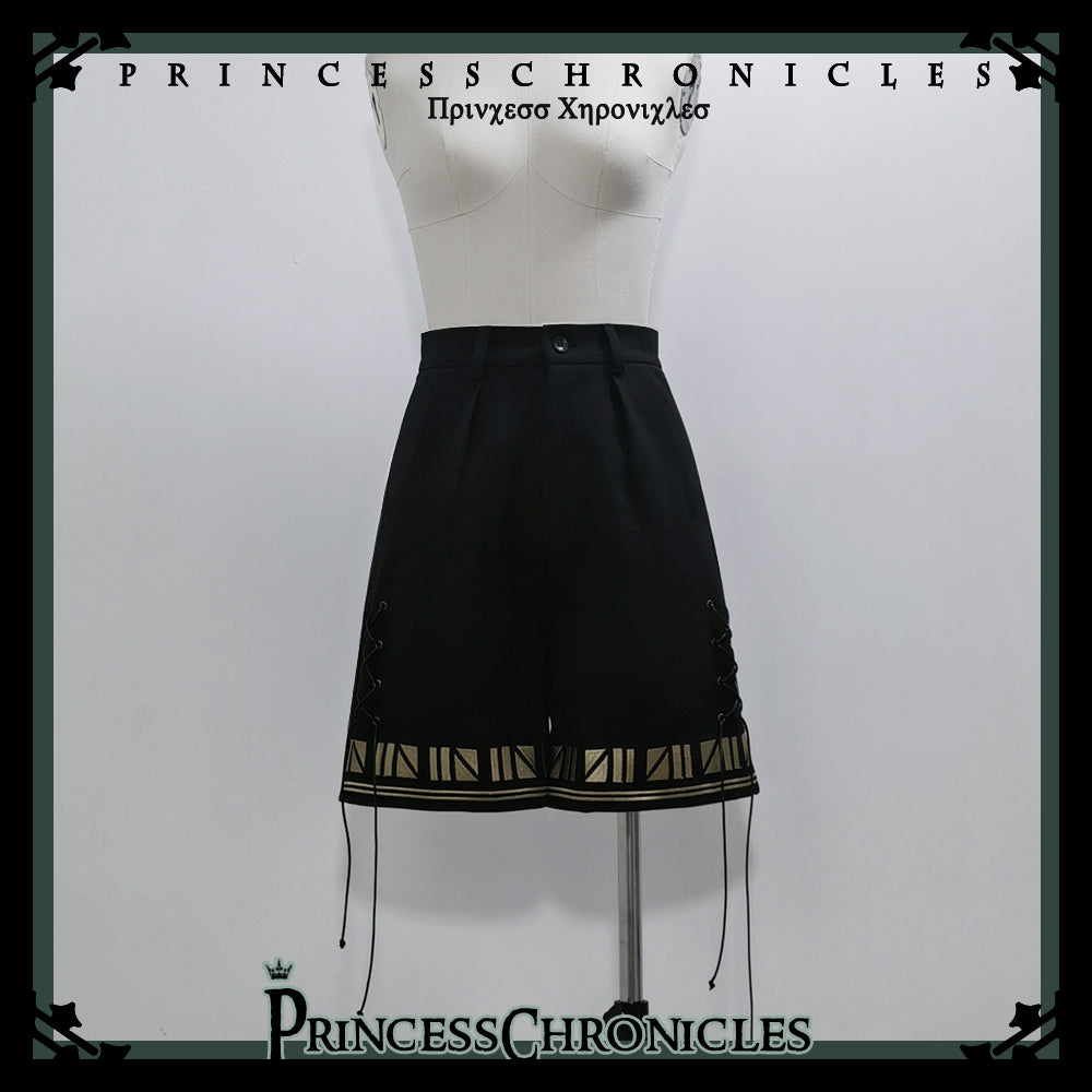 Princess Chronicles~Black Cat~Ouji Lolita Shorts with Embroidered Straight Leg 42388:738713