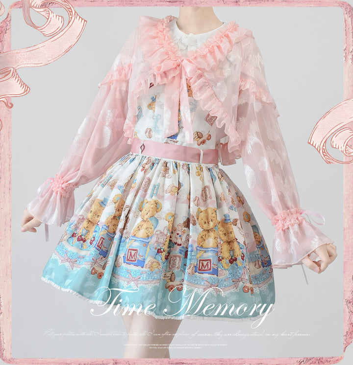 Time Memory~Xianbei~Sweet Lolita Chiffon Lantern Sleeve Cardigan with Bow   