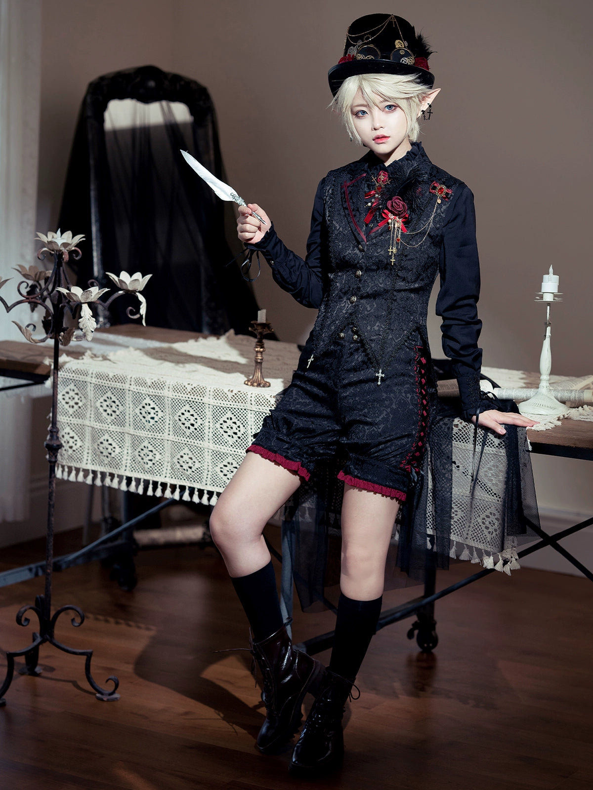 Luna Planetarium - Evil Fang - Gothic Lolita JSK Suit Ouji Lolita Shorts Suit