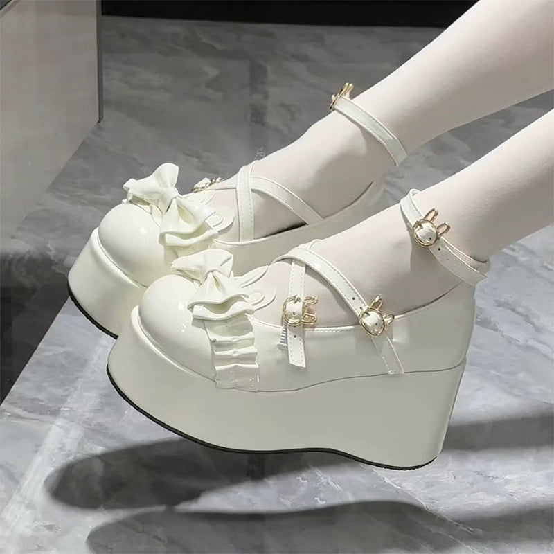 Fairy Godmother - Bond Bunny - Sweet Lolita Platform Shoe, Bunny Ear Accents White - Patent - 83.1" (8 cm) 34