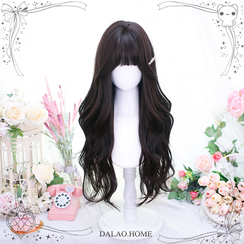 Dalao Home~Gentle Daily Lolita Long Curly Wig 2540 black tea  