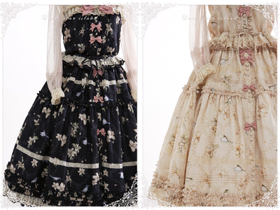 Dark Star Island~Lily&Mountain Breeze~Lily Print Lolita Camisole Skirt Set   