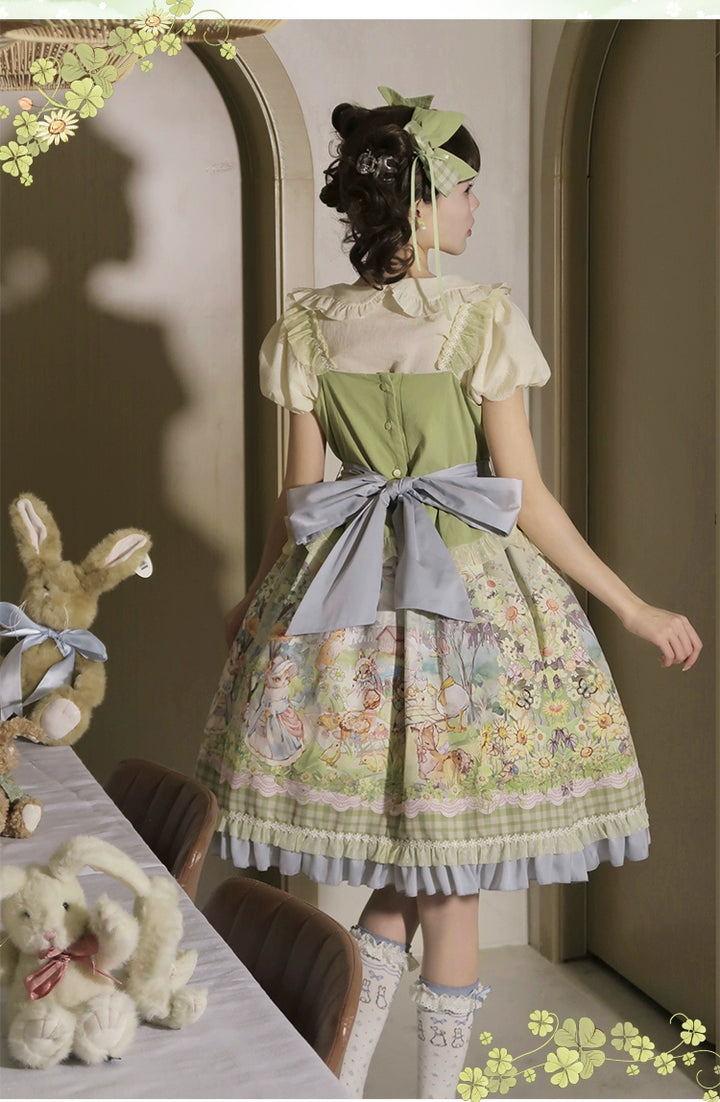 Strawberry Fantasia~Spring In The Air~Sweet Lolita JSK Green Lolita Dress   