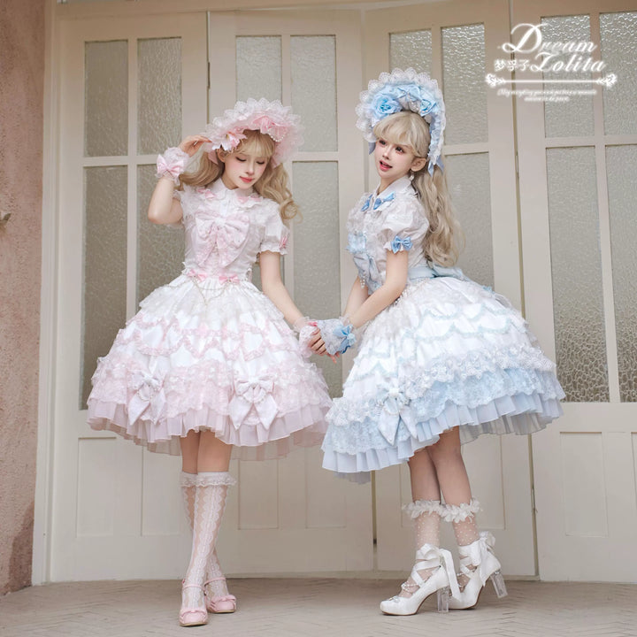 Mengfuzi~Showa Doll~Old School Lolita JSK Dress Tiered Skirt