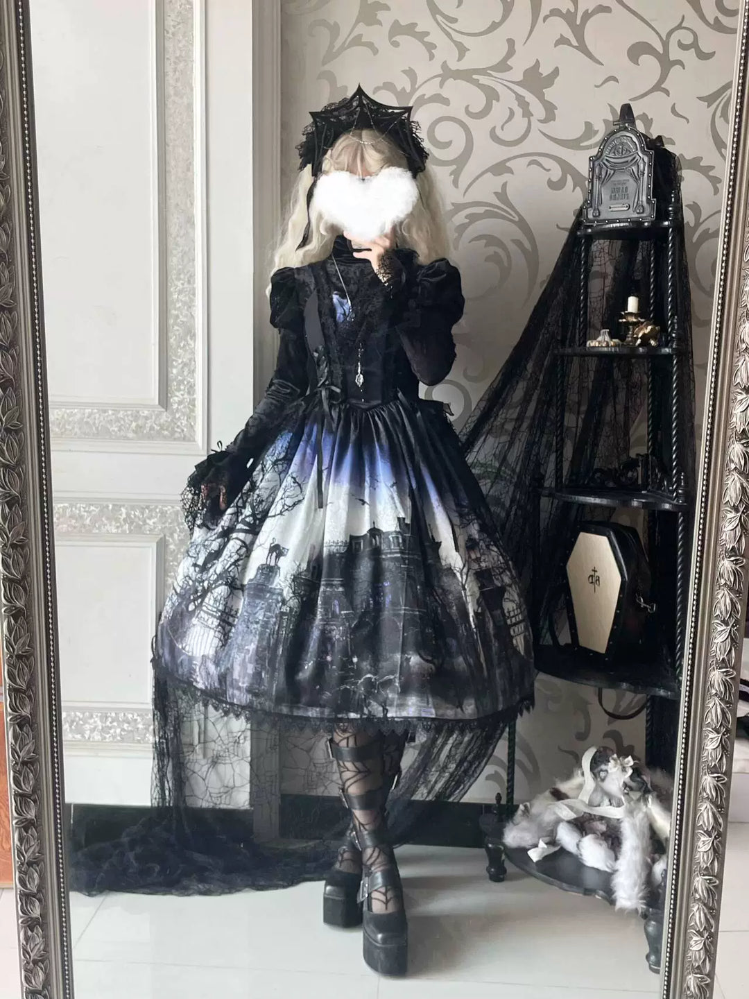 LilithHouse~Horror House~Gothic Lolita JSK with Spooky Castle Print