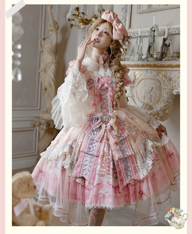 YingLuoFu - Doll Fantasy Box - Sweet Lolita JSK Dress & Tulle Blouse Set 44261:801479