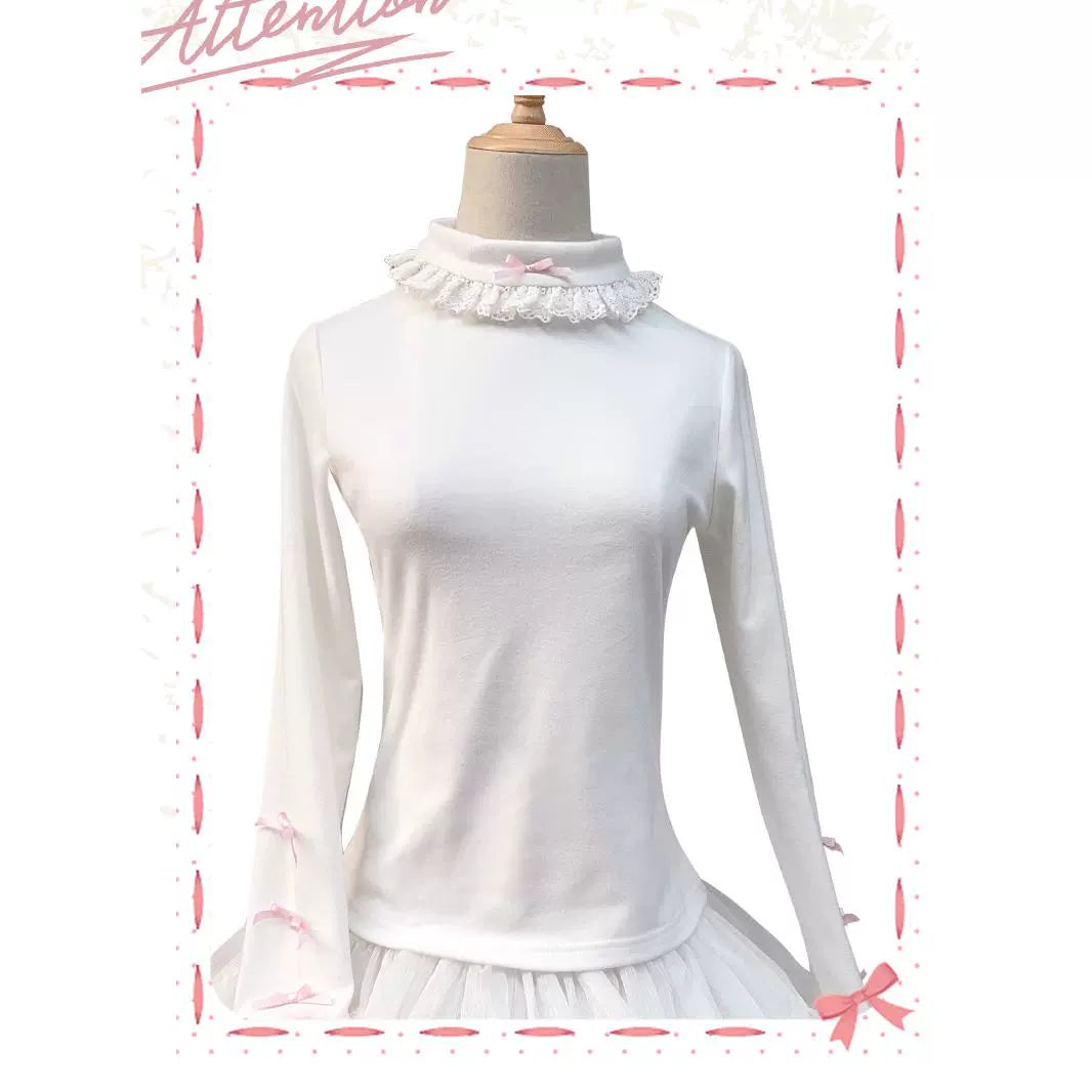 ZhiJinYuan~Soft Honey~Winter Sweet Lolita Knitting Innerwear Warm Inner Top S Pink