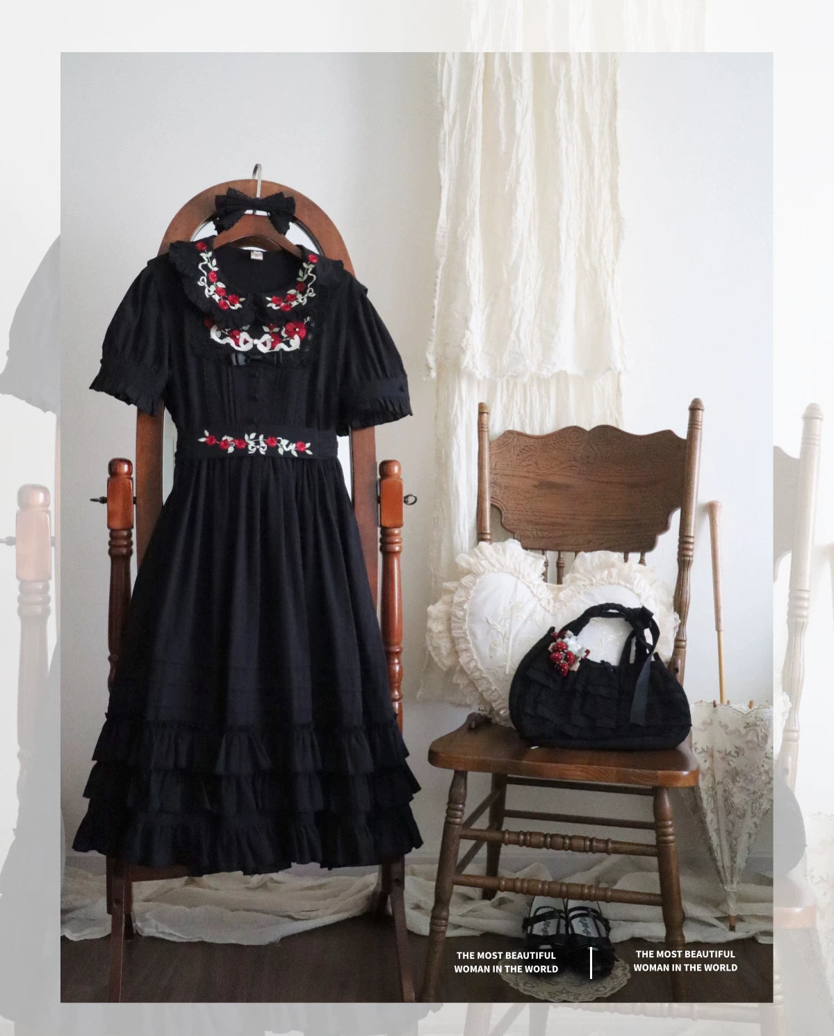 Maiden Nelly - Classic Lolita OP Dress, Embroidered Flowers 44821:823456