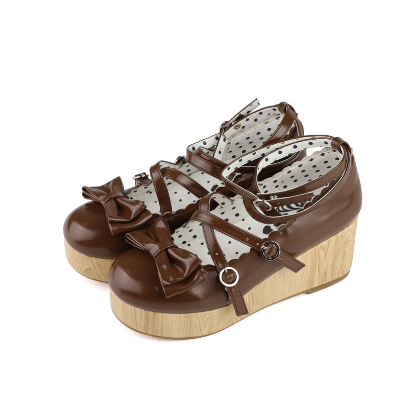MODO - Old School Tata - Kawaii Lolita Hight Platform Shoes with Round Toe (Brown / 35 36 37 38 39 40) 42310:736008