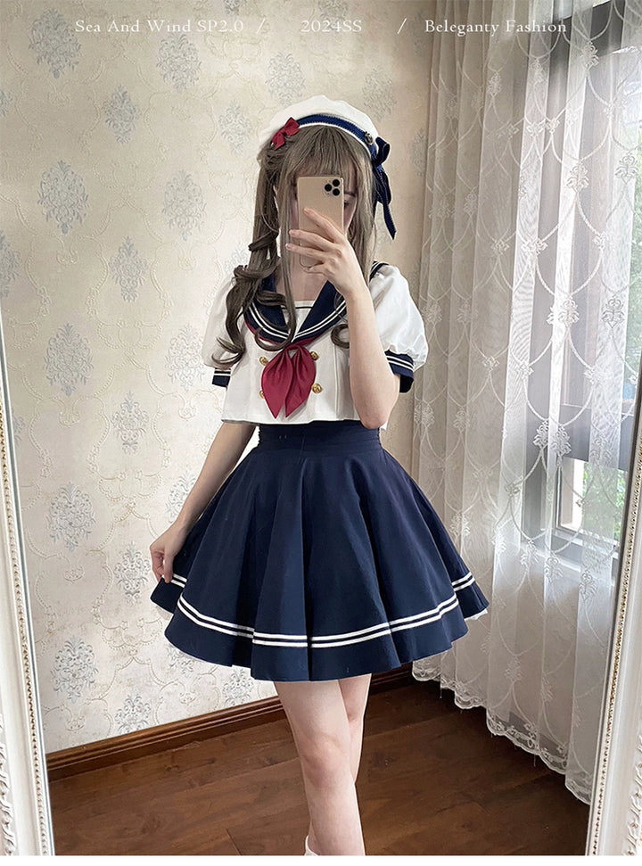 Beleganty - Sea and Wind Separate SP3.0 - Sailor Lolita Puffy Sleeve Blouse 43389:775305