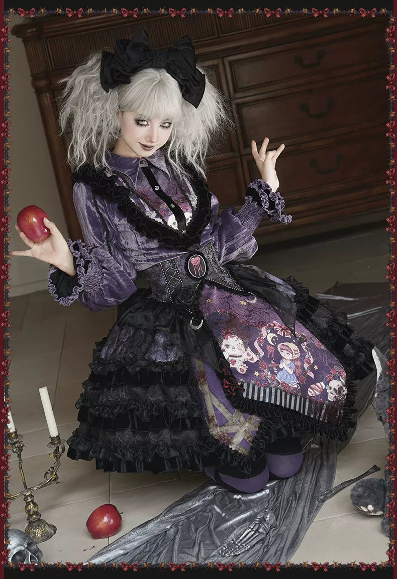 Werewolf Slayer - Gothic Lolita Shirt & Suspender SK Dress Set, Tiered Skirt 44541:811972